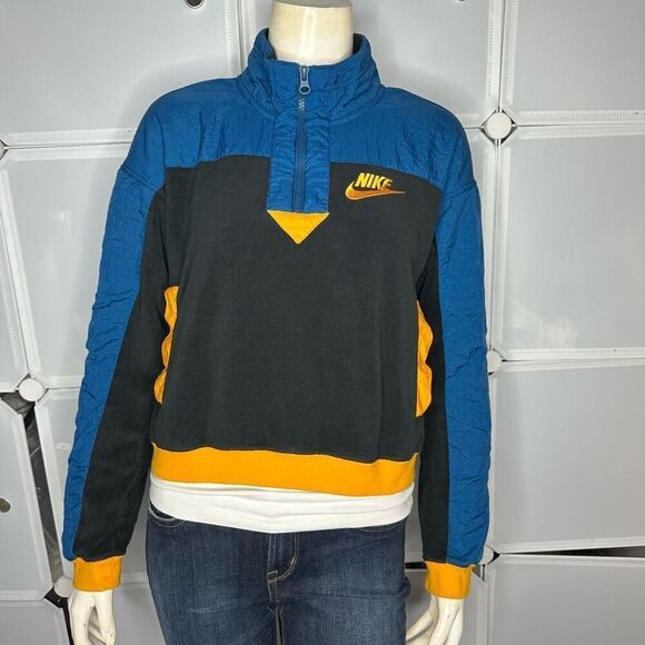 NIKE BLUE AND ORANGE POLAR FLEECE HALF ZIP SWEATSHIRT Size XS - Picture 2 of 13